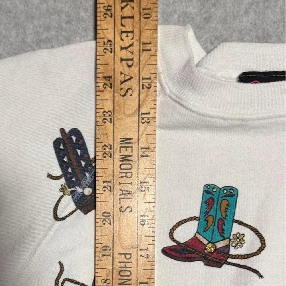 90s PGB Cowboy Boots Rhinestoned Crewneck Sweatshirt One Size - Picture 5 of 8